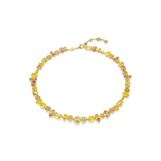 Gema necklace, Mixed cuts, Yellow, 18K gold finish