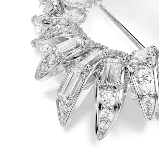 Mesmera brooch, Marquise cut, White, Rhodium plated