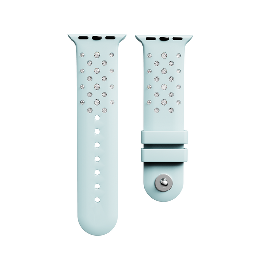 Watch strap, Silicone with stitching, Green, Stainless steel