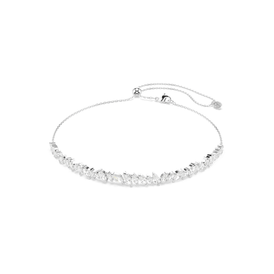 Mesmera choker, Marquise cut, White, Rhodium plated