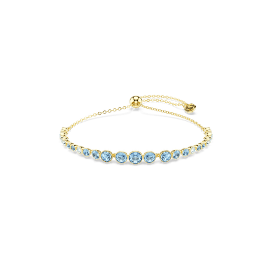 Imber bracelet, Round cut, Blue, 18K gold finish