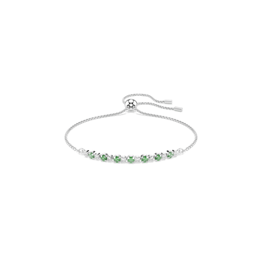 Matrix bracelet, Round cut, Green, Rhodium plated