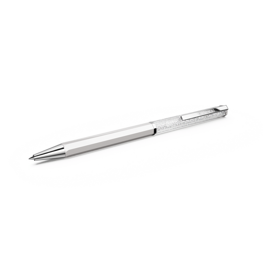 Crystalline ballpoint pen, White lacquered, Chrome plated