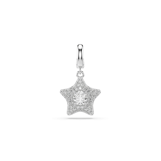 Sublima charm, Round cut, Star, White, Rhodium plated