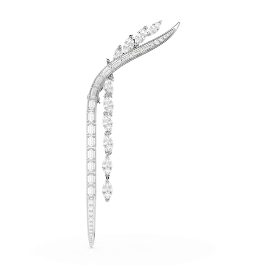 Mesmera brooch, Mixed cuts, White, Rhodium plated