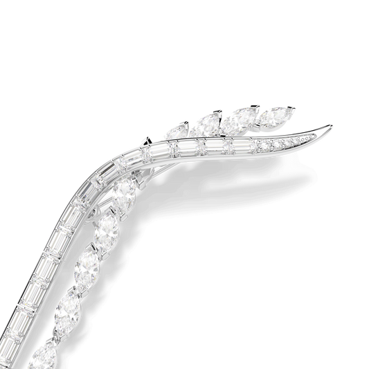 Mesmera brooch, Mixed cuts, White, Rhodium plated
