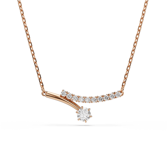 Matrix necklace, Round cut, White, 18K rose gold finish