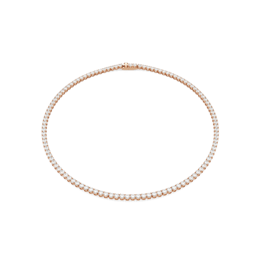 Matrix Tennis necklace, Round cut, White, 18K rose gold finish