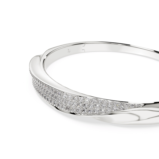 Swarovski Classica bangle, Round cut, White, Sterling silver
