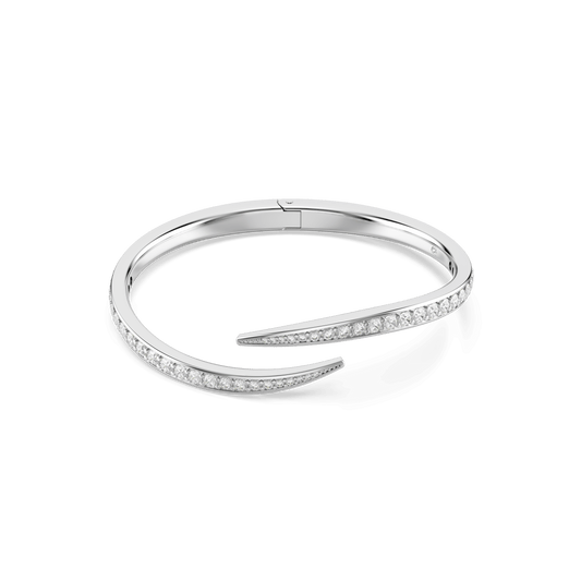 Vienna bangle, Round cut, Swan, White, Rhodium plated