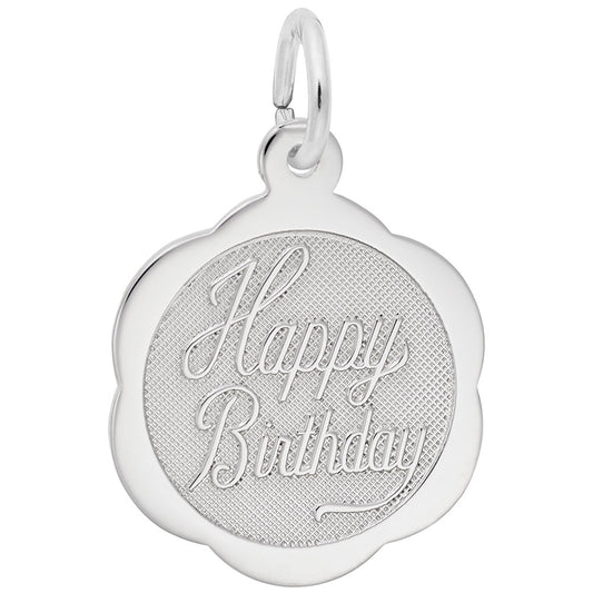 Happy Birthday Scalloped Disc Charm for Special Occasions 5792