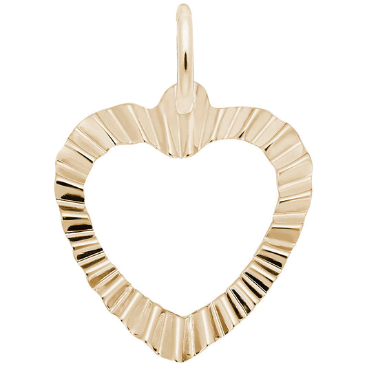 Ruffled Heart Charm - Elegant Silhouette Disc for Jewelry Design 6021