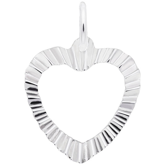 Ruffled Heart Charm - Elegant Silhouette Disc for Jewelry Design 6021