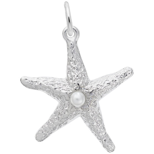 Starfish with Pearl Charm - Nautical Sea Life Jewelry Accessory 6027