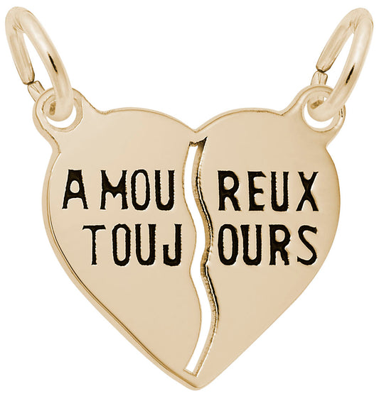 Amoureux Toujours Break Apart Heart Charm for Couples - Rembrandt 6114