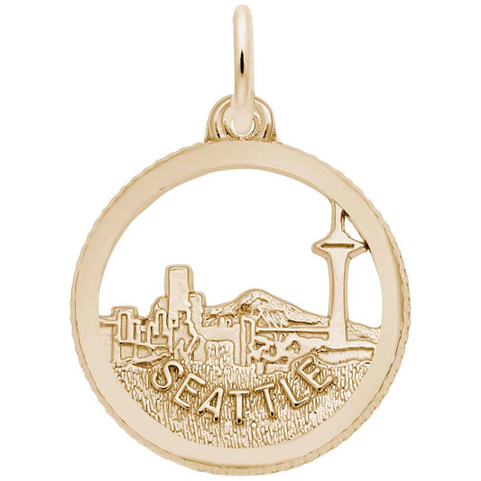Seattle Skyline Open Disc Charm - Travel Souvenir Jewelry 6293
