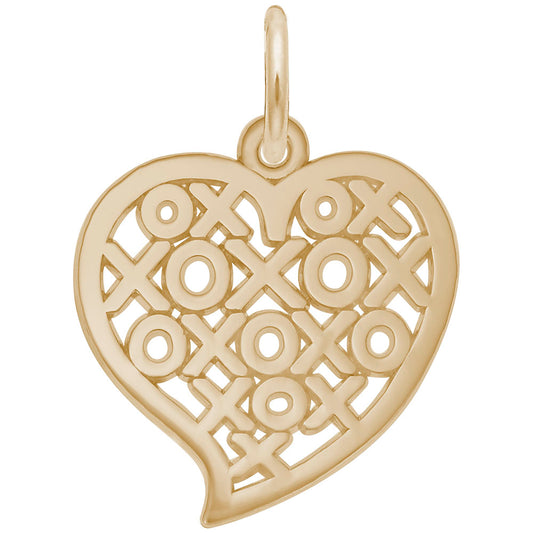 Hugs & Kisses Heart Charm - Elegant Disc Silhouette Jewelry 6401