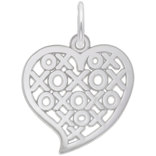 Hugs & Kisses Heart Charm - Elegant Disc Silhouette Jewelry 6401