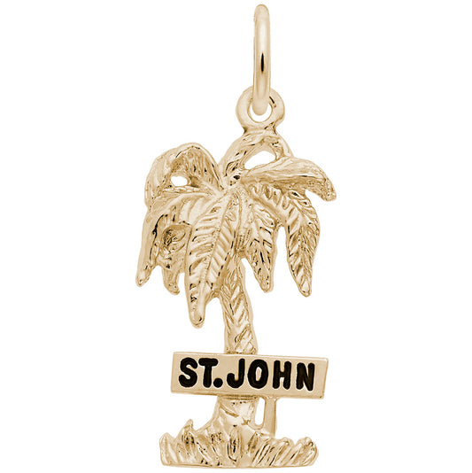 St. John Palm Tree Charm - Tropical Island Travel Jewelry 6446