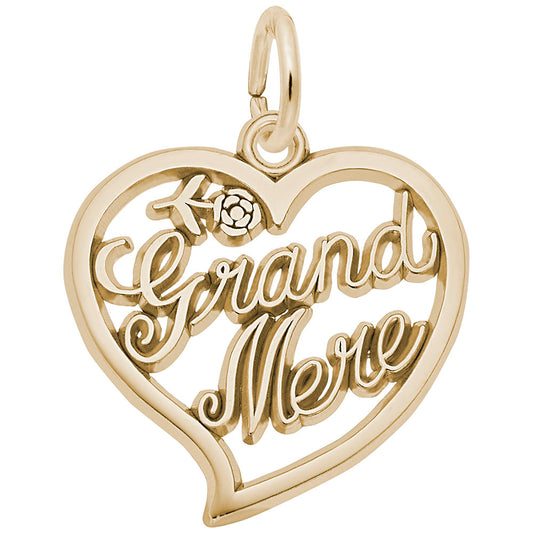 Grand Mère Open Heart Charm - Elegant Grandparent Jewelry Gift 6469