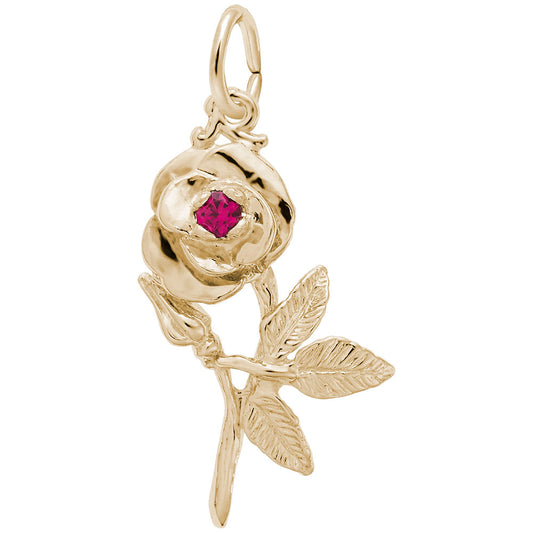 Valentine's Day Rose Charm with Stone - Romantic Gift Idea 6489