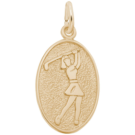 Female Golfer Oval Disc Charm - Perfect Gift for Golf Lovers 6559