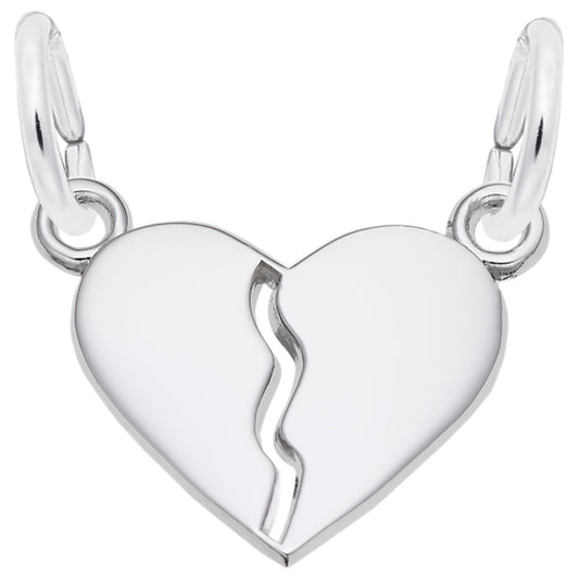 Petite Break-Apart Heart Charm - Elegant Silhouette Jewelry 7730