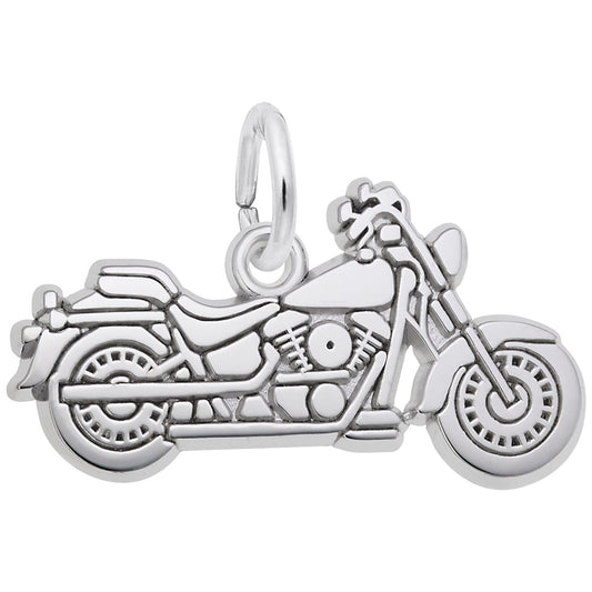 Flat Motorcycle Charm - Unique Silver Pendant for Bikers 7748