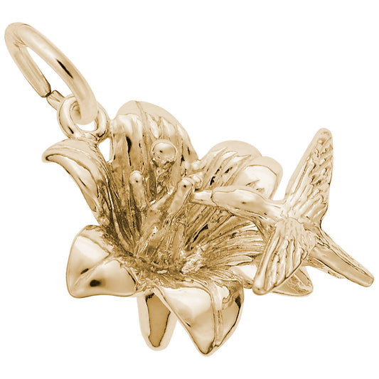 Hibiscus & Hummingbird Charm - Elegant Bird Jewelry for Nature Lovers 7770