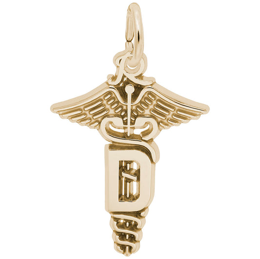 Sterling Silver Dental Caduceus Charm for Medical Professionals 8331