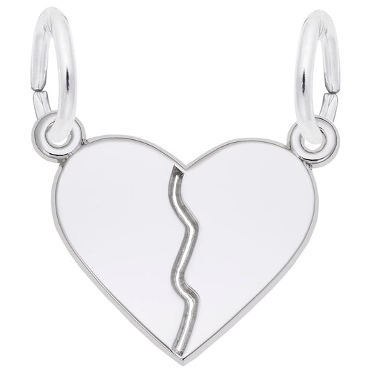 Break Apart Heart Charm - Unique Split Design for Personalization 8357