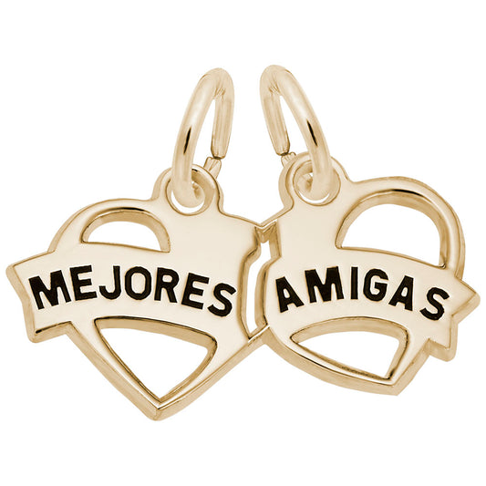 Mejores Amigas Hearts Charm - Celebrate Friendship & Love 8373