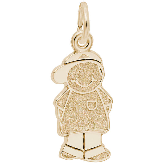 Boy with Baseball Cap Charm - Unique Silhouette Disc Pendant 8423