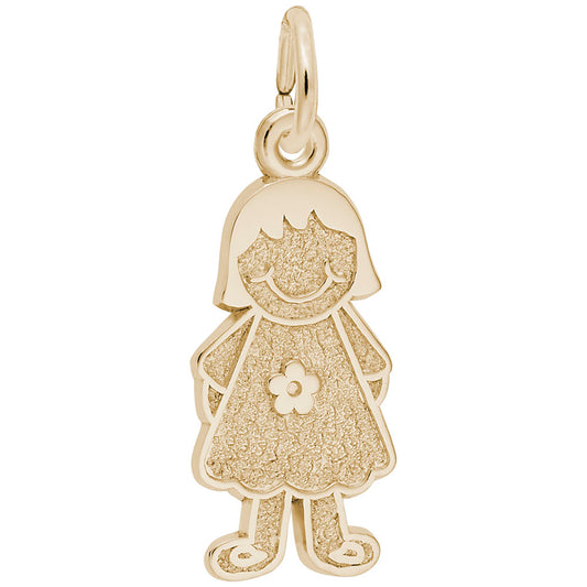 Girl with Flower Dress Charm - Elegant Silhouette Disc Jewelry 8424