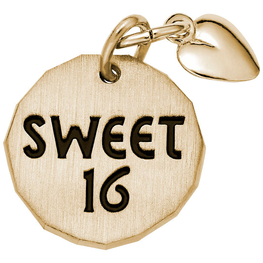 Sweet Sixteen Heart Accent Charm - Personalized Disc Tag Gift 8446