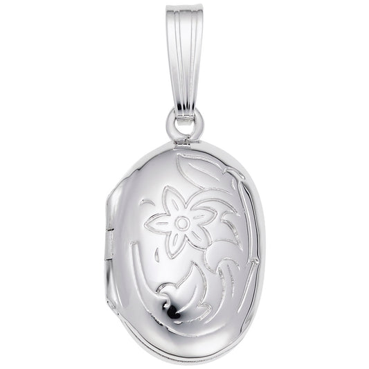 Personalized Oval Flower Design Locket Charm for Keepsakes 8601