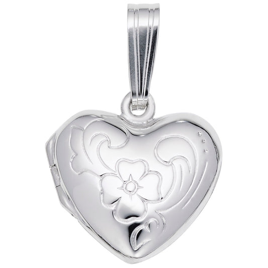 Personalized Heart Flower Design Locket Charm for Keepsakes 8605