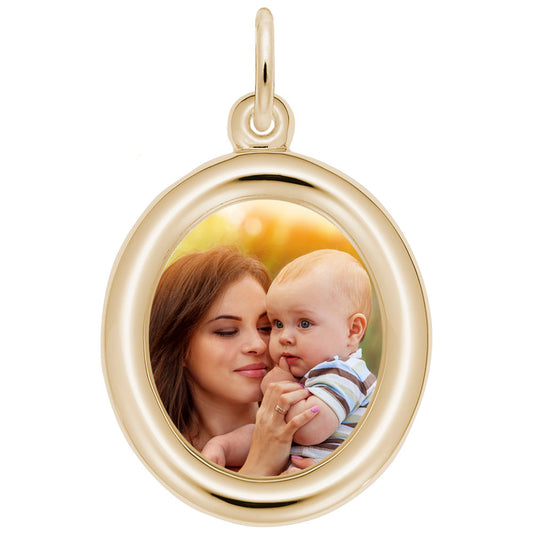 Personalized Small Oval Photo Art Charm for Memorable Moments 8615
