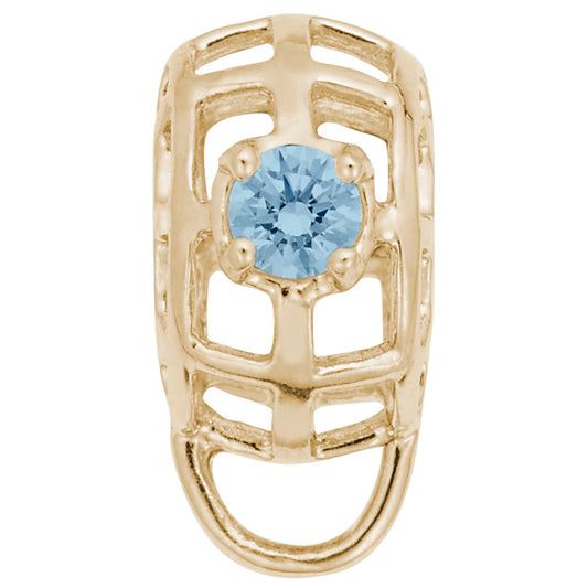 March Birthstone Caged Stone Charm Drop Bead Bracelet for Women 9181-003