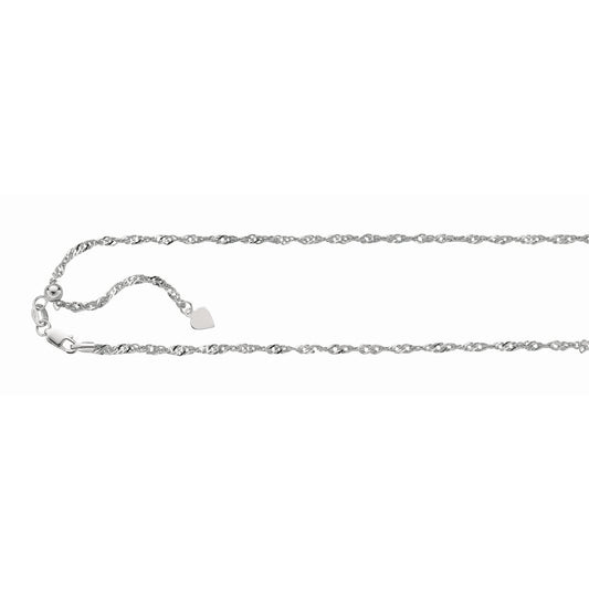 Royal Chain Silver 1.5mm Adjustable Singapore Chain AGASG025
