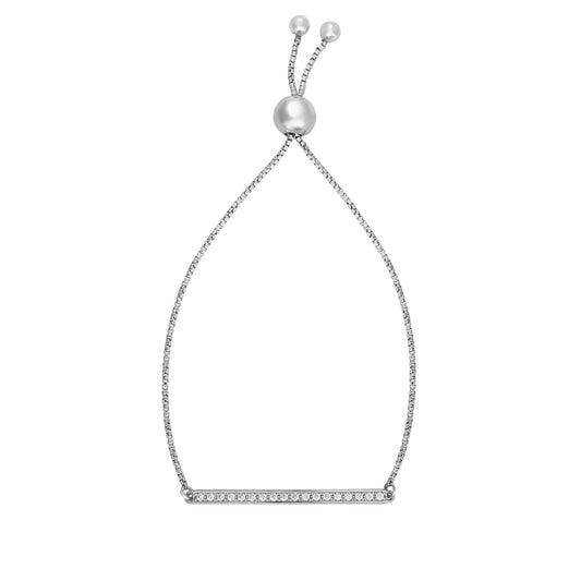 Royal Chain Sterling Silver CZ Bar Friendship Bracelet AGBRC2194