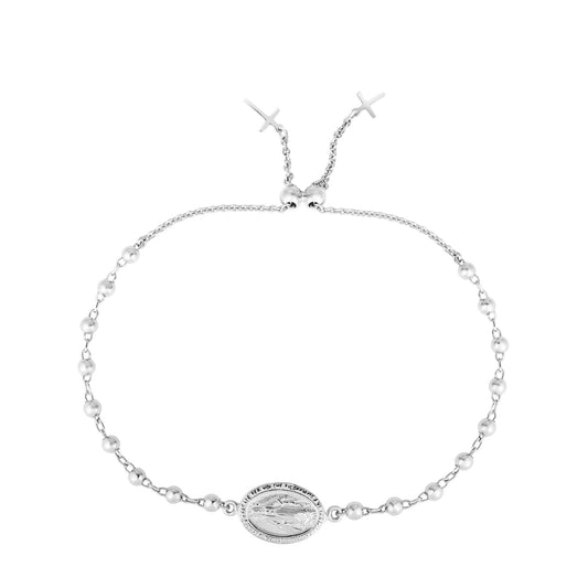 Royal Chain Sterling Silver Religious Medal Bead Friendship Bracelet AGBRC5079