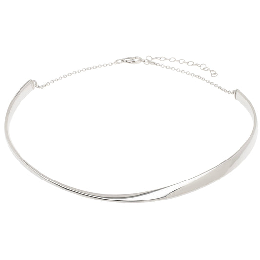 Royal Chain Silver Sculpted Collar Necklace AGC17164