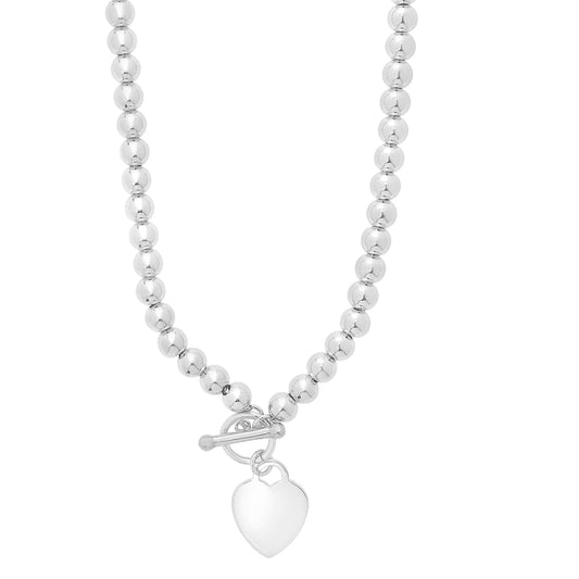 Royal Chain Silver Bead Toggle Heart Bracelet AGC17423