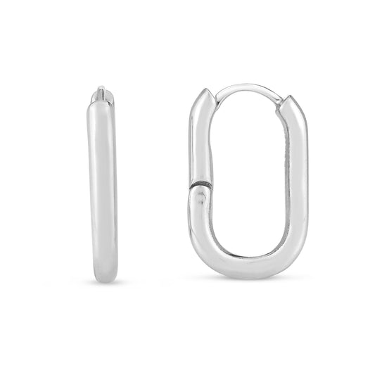 Royal Chain Silver Oval Snap Hoops AGE15078