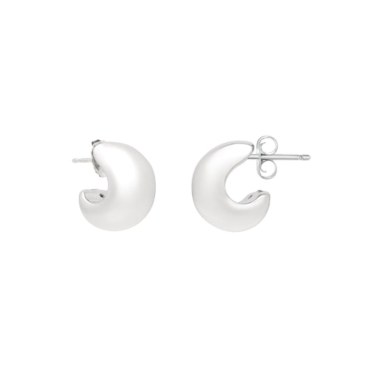 Royal Chain Silver C-Hoops with Push Back Clasp AGE15613