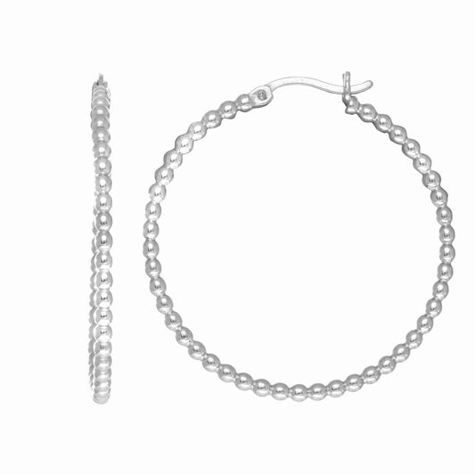 Royal Chain Silver Medium Bead Hoop Earring AGE1781