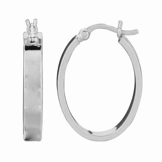 Royal Chain Silver Oval Square Edge Hoop Earring AGE576