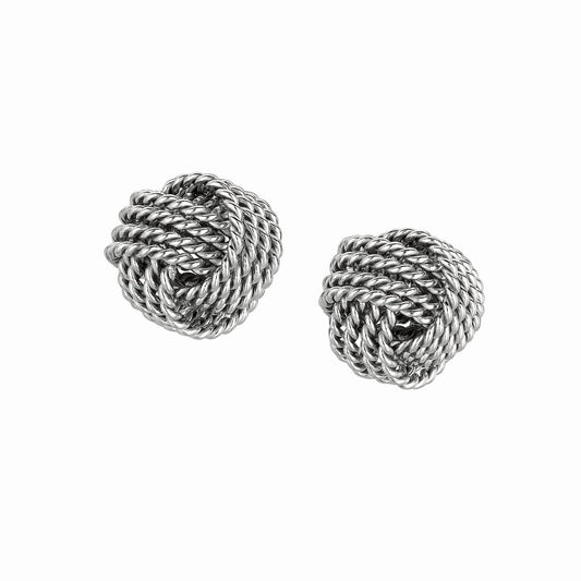 Royal Chain Silver Cable Love Knot Earring AGE589