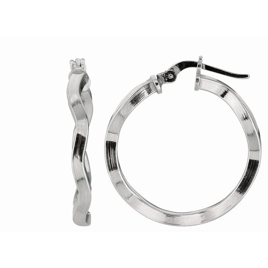 Royal Chain Silver Wavy Medium Hoop Earring AGE978
